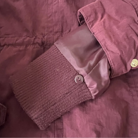 Ever New Faux Fur Lined Jacket Burgundy Gold Accents Size 2 Removable Lining - Picture 8 of 12